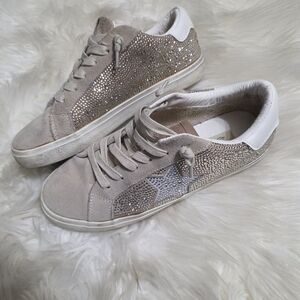 Vintage Havana Beige and Silver Glitter Sneakers